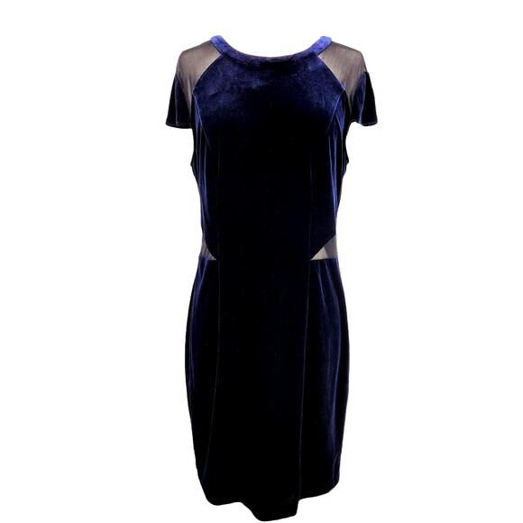 Guess Blue Velvet Illusion Cut Out Dress - Picture 1 of 6
